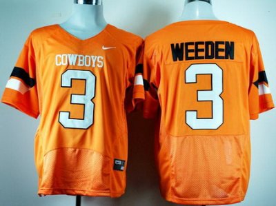 Oklahoma State Cowboys 3# Brandon Weeden Orange Pro Combat College Football NCAA Jerseys