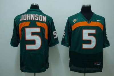 Hurricanes #5 Andre Johnson Green Embroidered NCAA Jersey