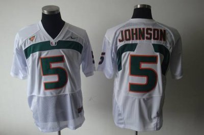 Hurricanes #5 Andre Johnson White Embroidered NCAA Jerseys