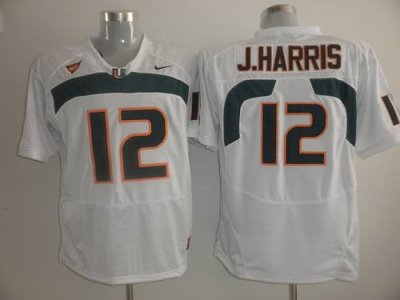 Hurricanes #12 Jacory Harris White Embroidered NCAA Jerseys