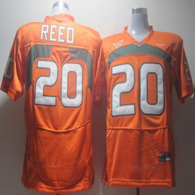 Hurricanes #20 Ed Reed Orange Embroidered NCAA Jerseys