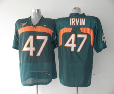 Hurricanes #47 Michael Irvin Green Embroidered NCAA Jerseys