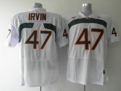 Hurricanes #47 Michael Irvin White Embroidered NCAA Jerseys