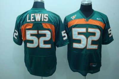 Hurricanes #52 Ray Lewis Green Embroidered NCAA Jerseys