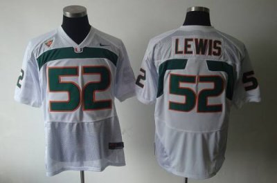 Hurricanes #52 Ray Lewis White Embroidered NCAA Jerseys