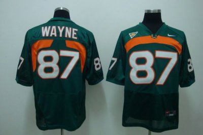 Hurricanes #87 Reggie Wayn Green Embroidered NCAA Jersey