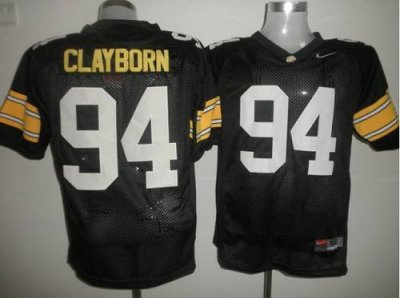 Hawkeyes #94 Adrian Clayborn Black Embroidered NCAA Jersey