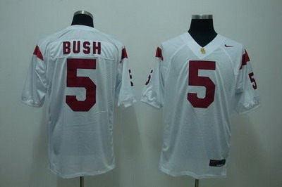 Trojans #5 Reggie Bush White Embroidered NCAA Jersey