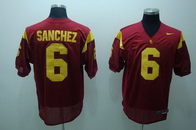 Trojans #6 Mark Sanchez Red Embroidered NCAA Jersey