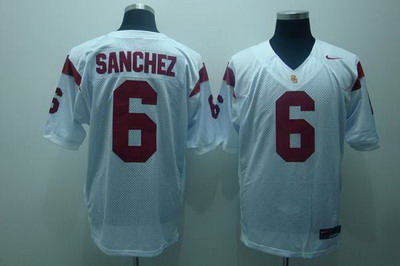 Trojans #6 Mark Sanchez White Embroidered NCAA Jersey