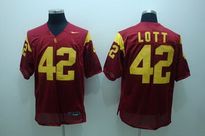 Trojans #42 Ronnie Lott Red Embroidered NCAA Jersey