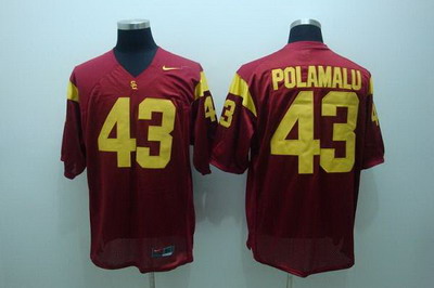 Trojans #43 Troy Polamalu Red Embroidered NCAA Jersey