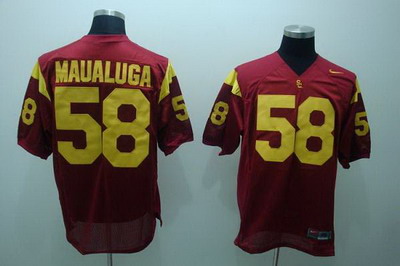 Trojans #58 Rey Maualuga Red Embroidered NCAA Jersey