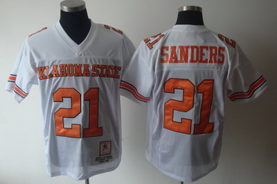 NCAA Oklahoma State Cowboys 21 Barry Sanders White NCAA Jerseys