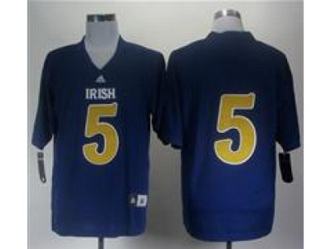 Ncaa Fighting Irish Menti Te o #5 Blue Embroidered Jerseys