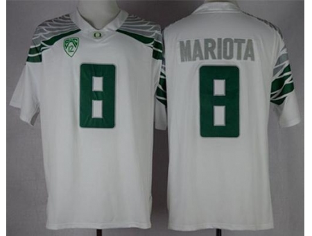 Oregon Ducks #8 Marcus Mariota White Mach Speed Limited Stitched NCAA Jersey