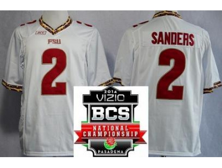 Florida State Seminoles (FSU) 2 Deion Sanders White College Football NCAA Jerseys 2014 Vizio BCS Nat