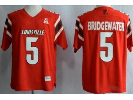 Louisville Cardinals 5 Teddy Bridgewater Red AAC Patch NCAA Techfit Jerseys