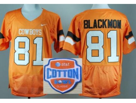 Oklahoma State Cowboys 81 Justin Blackmon Orange Pro Combat College Football NCAA Jerseys 2014 AT & 