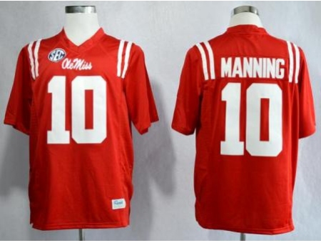 Ole Miss Rebels 10 Eli Manning Red NCAA Jerseys