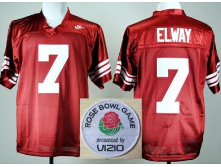 Stanford Cardinals 7 John Elway Red College Football NCAA Jerseys 2014 Rose Bowl Game Patch