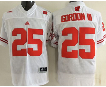 Wisconsin Badgers #25 Melvin Gordon III White Stitched NCAA Jersey