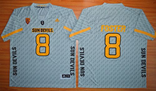 Sun Devils #8 D  J  Foster New Grey Stitched NCAA Basketball Jersey