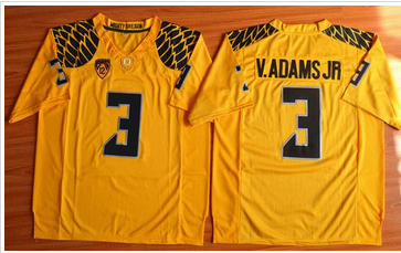 Oregon Ducks #3 Vernon Adams Jr. Olive Yellow Stitched NCAA Jersey