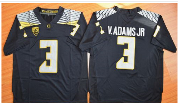 Oregon Ducks #3 Vernon Adams Jr. Olive Black(White No.) Stitched NCAA Jersey