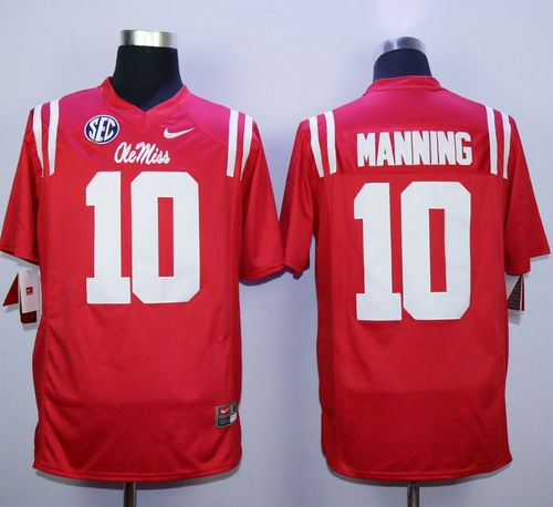 Durable Rebels #10 Eli Manning Red Stitched NCAA Jersey