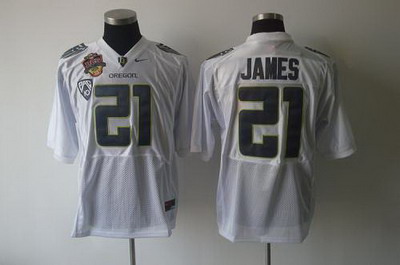 Ducks #21 LaMichael James White Embroidered NCAA Jersey