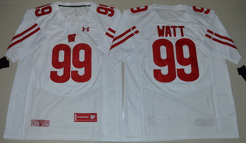 Wisconsin Badgers 99 J J  Watt White College Jersey