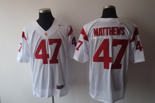 Trojans #47 Clay Matthews White Stitched NCAA Jersey