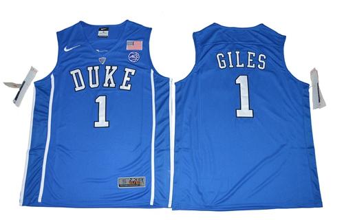 Blue Devils #1 Harry Giles Blue Basketball Elite Stitched NCAA Jersey