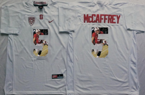 Stanford Cardinal 5 Christian McCaffrey White Portrait Number College Jersey