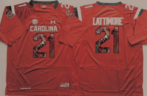 South Carolina Gamecocks 21 Marcus Lattimore Red Portrait Number College Jersey