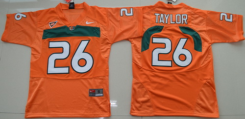 Hurricanes #26 Sean Taylor Orange Embroidered Youth NCAA Jerseys