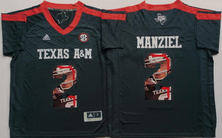 Texas A 26M Aggies 2 Johnny Manziel Black Portrait Number College Jersey