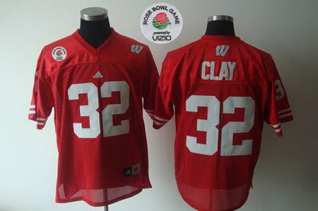 Badgers #32 John Clay Red Rose Bowl Game Stitched NCAA Jersey