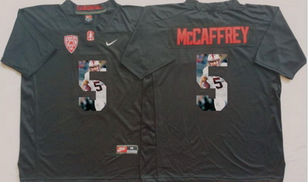 Stanford Cardinal 5 Christian McCaffrey Black Portrait Number College Jersey