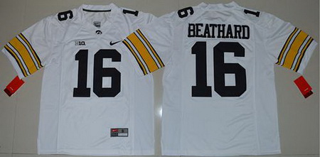 Hawkeyes #16 C  J  Beathard White Stitched NCAA Jersey