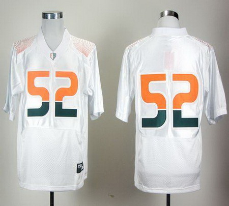 Hurricanes #52 R Lewis White Pro Combat Stitched NCAA Jerseys