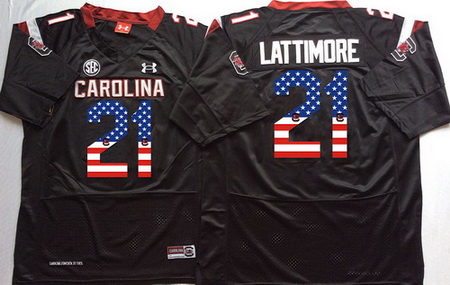 South Carolina Gamecocks 21 Marcus Lattimore Black USA Flag College Jersey