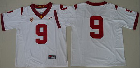 Trojans #9 JuJu Smith Schuster White PAC 12 C Patch Stitched NCAA Jersey