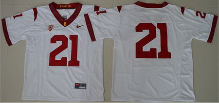 Trojans #21 Adoree 27 Jackson White PAC 12 C Patch Stitched NCAA Jersey