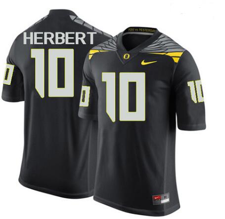 Men JUSTIN HERBERT JERSEY #10 OREGON DUCKS BLACK