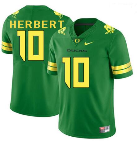 Men JUSTIN HERBERT JERSEY #10 OREGON DUCKS GREEN