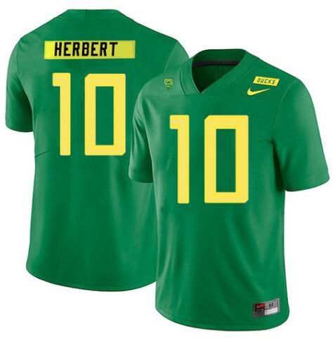 Men JUSTIN HERBERT JERSEY OREGON DUCKS #10 GREEN