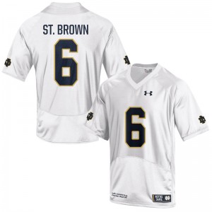 Men Under Armour 6 Replica White Equanimeous St. Brown Notre Dame Fighting Irish Alumni Football Jer