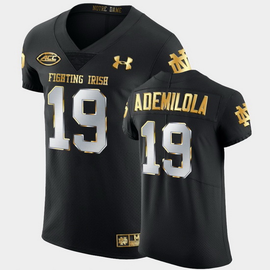 Men Notre Dame Fighting Irish Justin Ademilola Golden Edition Black Authentic Jersey